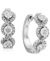 Diamond Triple Halo Huggie Hoop Earrings (1/2 ct. t.w.) in 10k White Gold