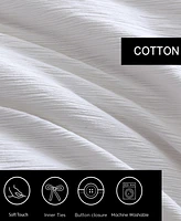 Vera Wang Solid Textured Pleats 3-Pc. Duvet Cover Set
