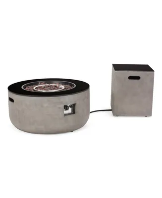 Adio Outdoor Modern Circular Fire Pit with Tank Holder