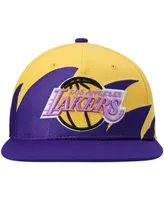 Men's Mitchell & Ness Gold and Purple Los Angeles Lakers Hardwood Classics Sharktooth Snapback Hat