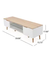 Rowan Mid-Century Modern Two-Toned Tv Stand with Glass Shelf