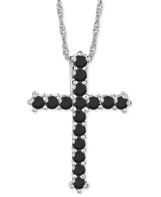 Onyx Cross 18" Pendant Necklace Sterling Silver (Also Turquoise)