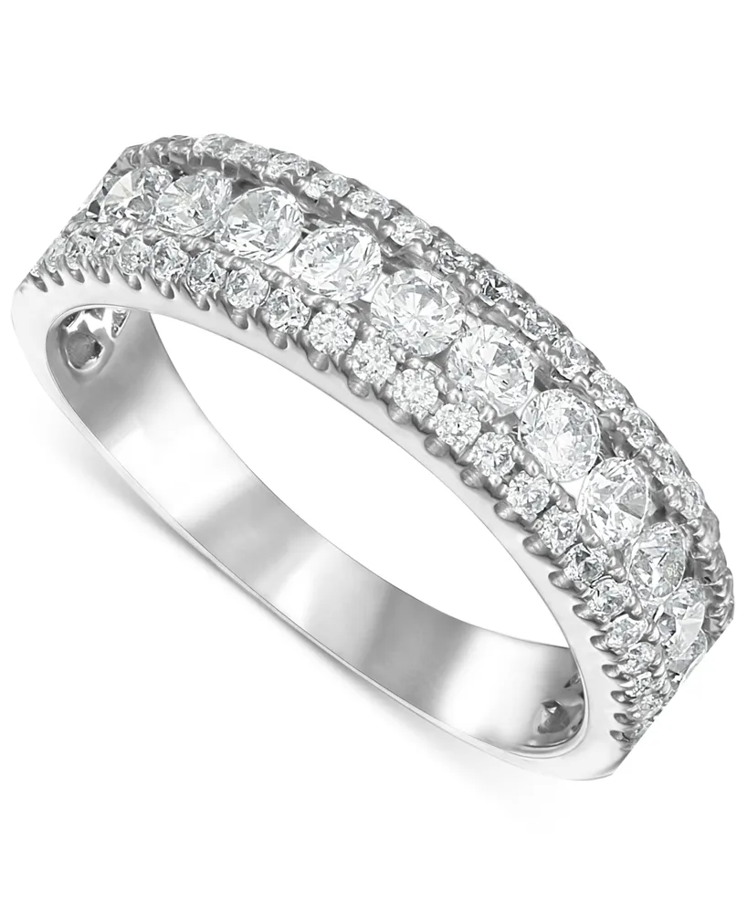 Diamond Triple Row Band (1 ct. t.w.) in 10k White Gold