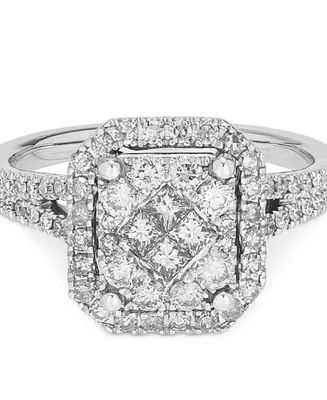 Diamond Princess Cluster Ring (1 ct. t.w.) in 10k White Gold