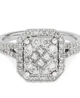 Diamond Princess Cluster Ring (1 ct. t.w.) in 10k White Gold