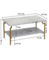 Crown Modern Marble Coffee Table - White and Gold