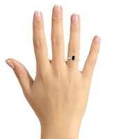 Labradorite & Diamond Accent Oval Ring Sterling Silver (Also Onyx Turquoise)