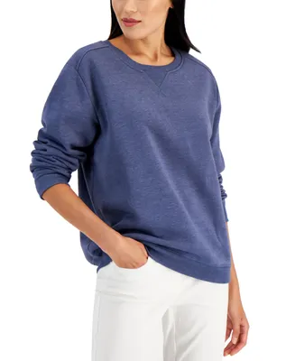 Karen Scott Petite Fleece Crewneck Sweatshirt, Created for Macy's