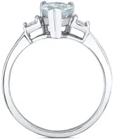 Aquamarine (1-1/5 ct. t.w.) & Diamond (1/20 ct. t.w.) Ring in 14k White Gold