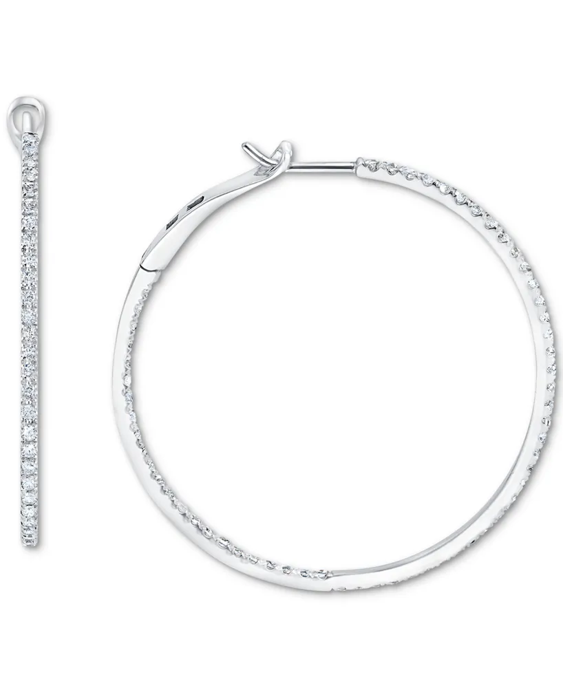 Diamond In & Out Hoop Earrings (1 ct. t.w.) in 10k White Gold