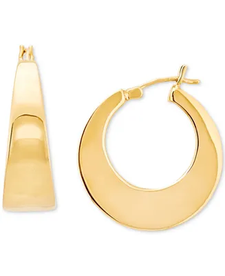 Polished Graduated Round Hoop Earrings in 14k Gold, 1"