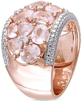 Rose Quartz (6 ct. t.w.) & Diamond (1/20 Openwork Statement Ring Gold-Plated Sterling Silver