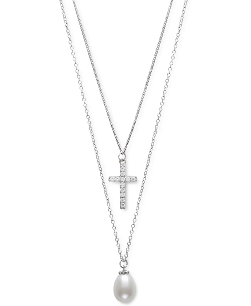 silver necklace, 8 mm zirconia
