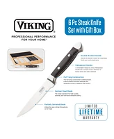 Viking 6 Piece Pakkawood Steak Knife Set with Box