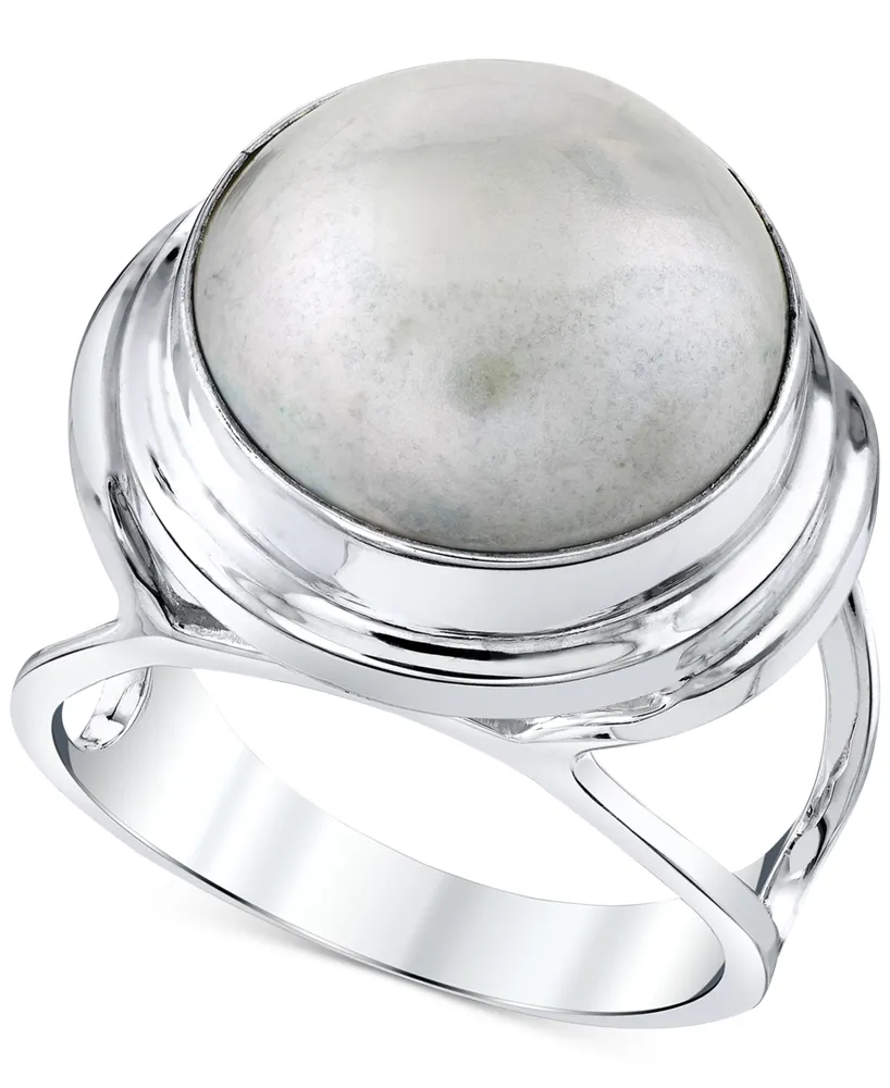 Cultured Mabe Freshwater Pearl (12mm) Statement Ring in Sterling Silver