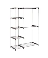 Double Rod Freestanding Closet - Silver