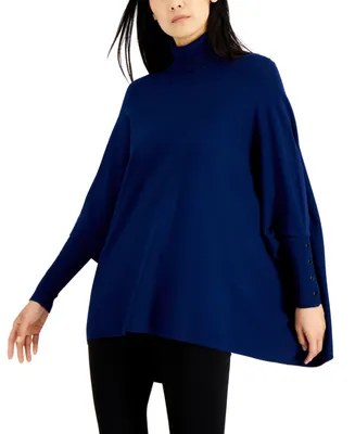 Alfani Women's Turtleneck Poncho Sweater, Created for Macy's