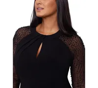 Betsy & Adam Plus Embellished-Sleeve Bodycon Dress