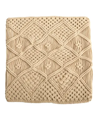 Boho Cross Woven Macrame Decorative Pillow Cover, 18"