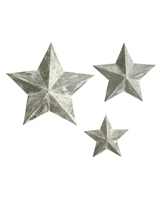 Farmhouse Stars Wall Decoration, Set of 3 - Silver