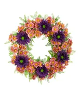 Mixed Daisy Artificial Wreath, 21"