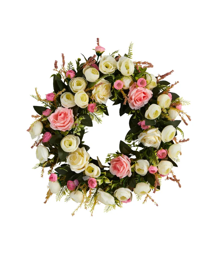 Rose Artificial Wreath, 20"