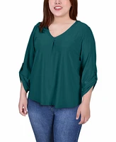 Plus Size 3/4 Sleeve V Neck Top