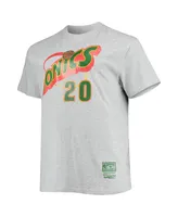 Men's Mitchell & Ness Gary Payton Heather Gray Seattle Supersonics Big and Tall Hardwood Classics Name Number T-shirt