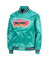 Big Boys Mitchell & Ness Teal San Antonio Spurs Hardwood Classics Satin Raglan Full-Snap Jacket