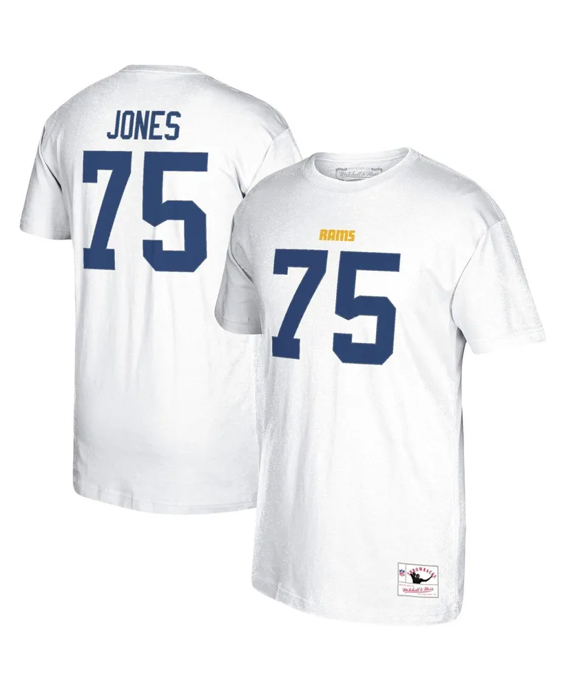 Men's Mitchell & Ness Deacon Jones White Los Angeles Rams Retired Player Logo Name and Number T-shirt