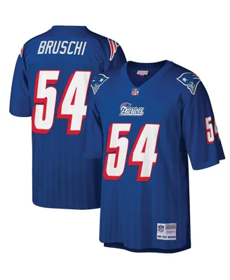Men's Mitchell & Ness Tedy Bruschi Royal New England Patriots Big and Tall 1996 Retired Player Replica Jersey