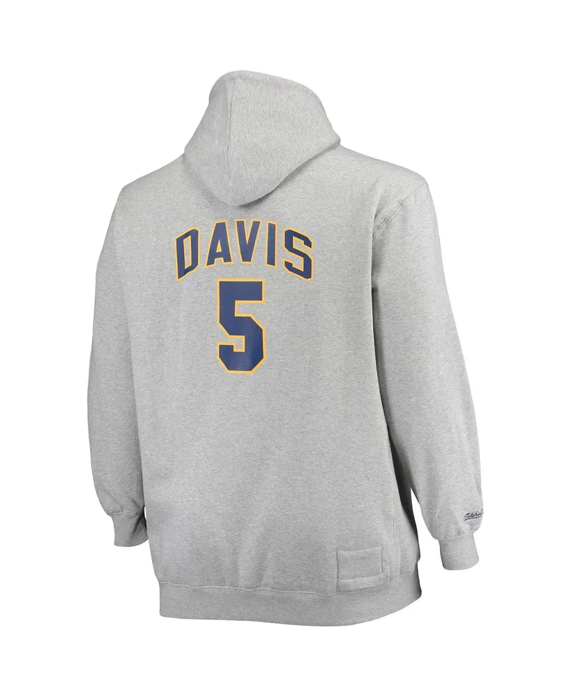 Men's Mitchell & Ness Baron Davis Heather Gray Golden State Warriors Big and Tall Name Number Pullover Hoodie