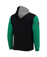 Men's Mitchell & Ness Black and Green Austin Fc Colorblock Fleece Pullover Hoodie