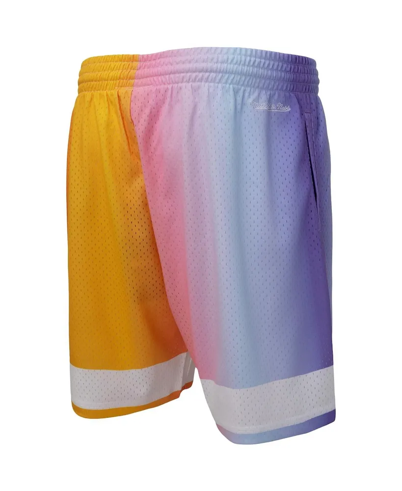 Men's Mitchell & Ness x Uninterrupted White, Yellow New York Nets Hardwood Classics Swingman Shorts