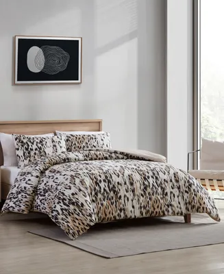 Closeout! Kenneth Cole New York Abstract Leopard 3 Piece Duvet Cover Set, King