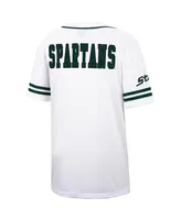 Men's Colosseum White and Green Michigan State Spartans Free Spirited Baseball Jersey