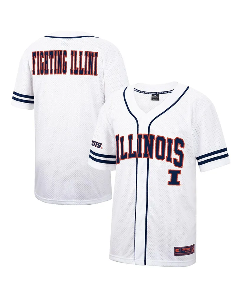 Men's Colosseum White and Navy Illinois Fighting Illini Free Spirited Baseball Jersey