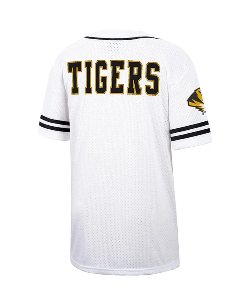 Men's Colosseum White and Black Missouri Tigers Free Spirited Baseball Jersey