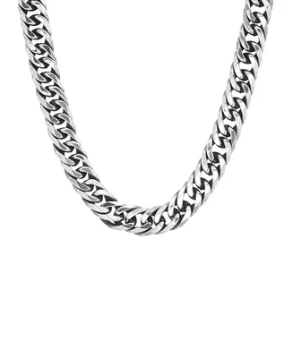 Steeltime Men's Stainless Steel Cuban Link Chain Necklaces - Silver