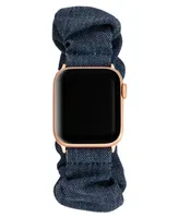 Anne Klein Women's Dark Blue Denim Scrunchie Band designed for Apple Watch 42mm (Series 10) & 38/40/41mm