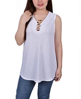 Women's Sleeveless Ribbed Top with Triple Rings