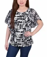 Women's Chiffon Sleeve Poncho Top with Studded Neckline