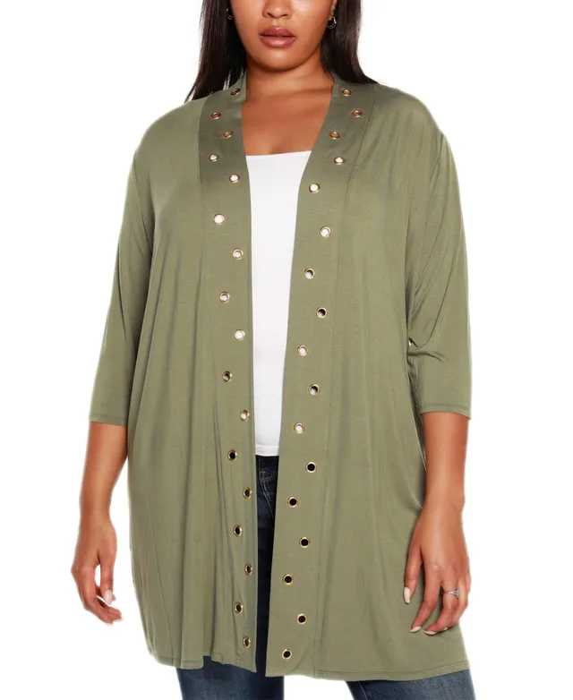 Belldini Plus Size Pointelle-Stitch Duster Cardigan - Macy's