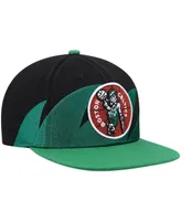 Men's Mitchell & Ness Black and Kelly Green Boston Celtics Hardwood Classics Sharktooth Snapback Hat