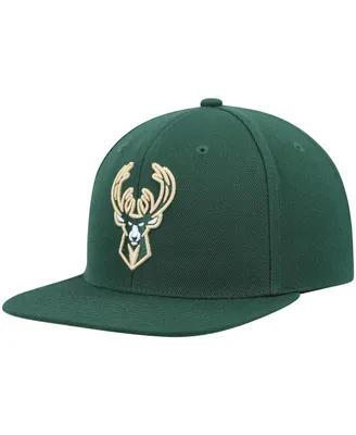 Men's Mitchell & Ness Hunter Green Milwaukee Bucks Ground 2.0 Snapback Hat