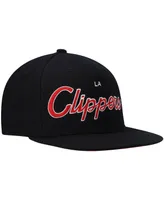 Men's Mitchell & Ness Black La Clippers Hardwood Classics Script 2.0 Snapback Hat