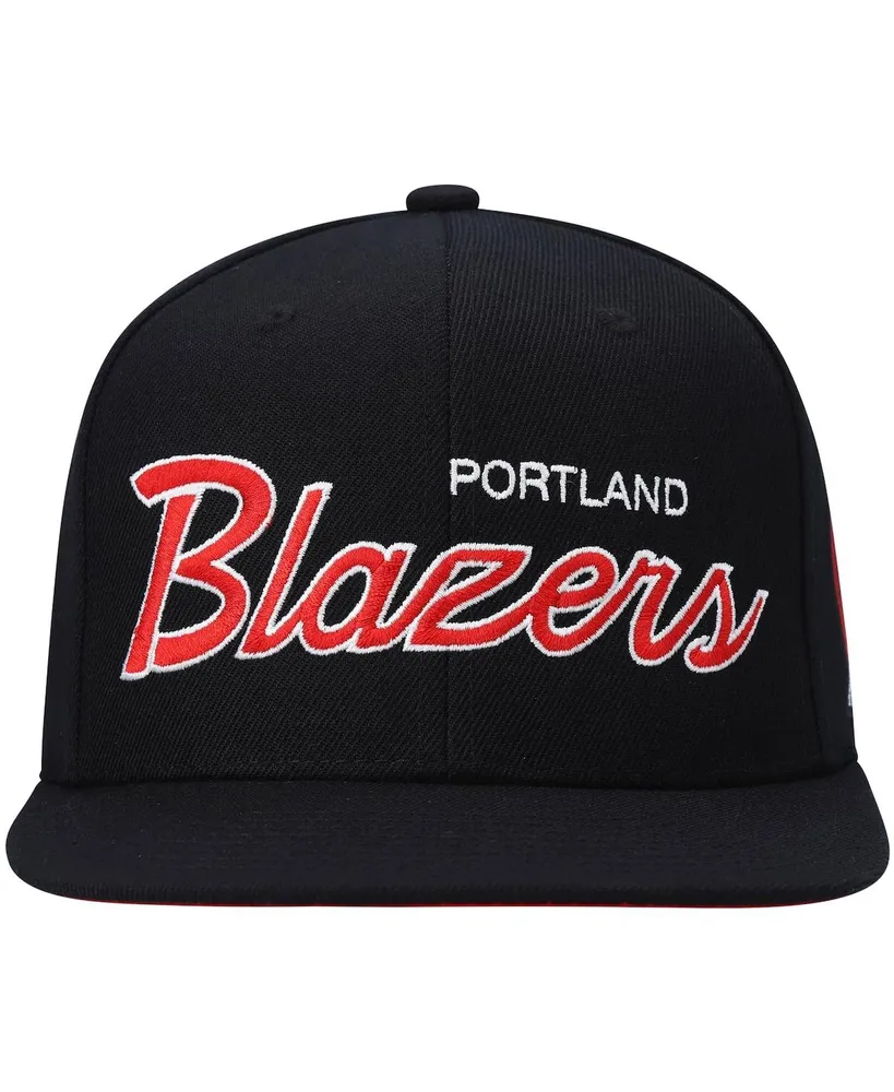 Men's Mitchell & Ness Black Portland Trail Blazers Hardwood Classics Script 2.0 Snapback Hat