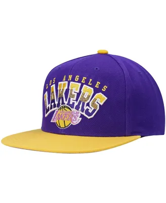 Men's Mitchell & Ness Purple and Gold Los Angeles Lakers Hardwood Classics Gradient Wordmark Snapback Hat