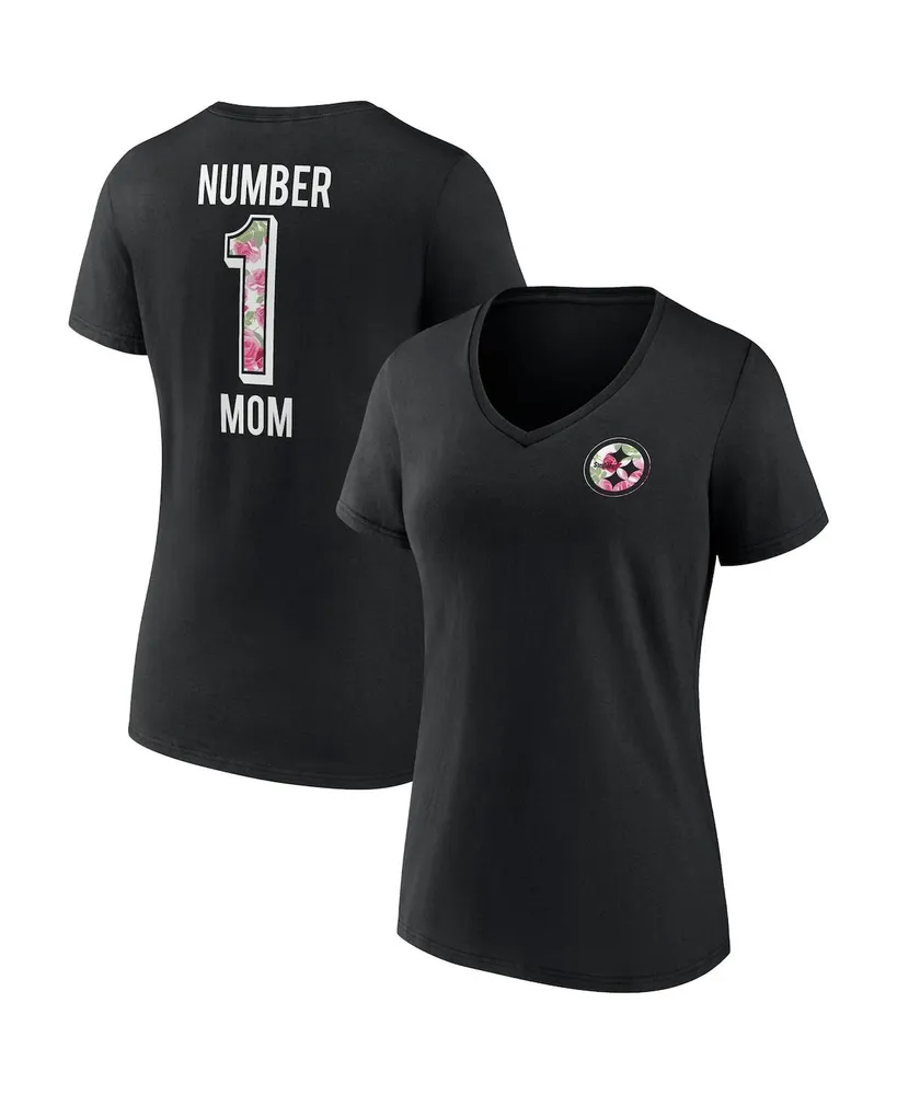 Women's Fanatics Black Pittsburgh Steelers Team Mother's Day V-Neck T-shirt