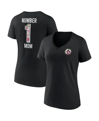 Women's Fanatics Black Pittsburgh Steelers Team Mother's Day V-Neck T-shirt
